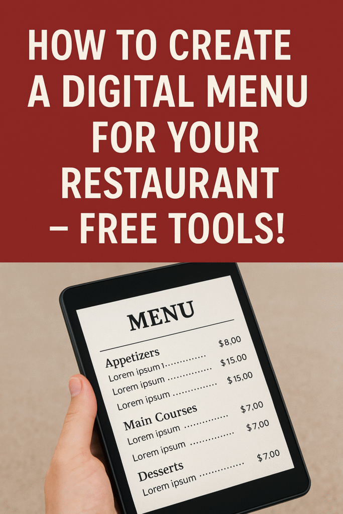 Free digital menu for restaurants created with Canva - easy online menu maker
